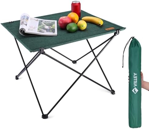 VILLEY Folding Camping Table, Portable Lightweight Table with Carry Bag