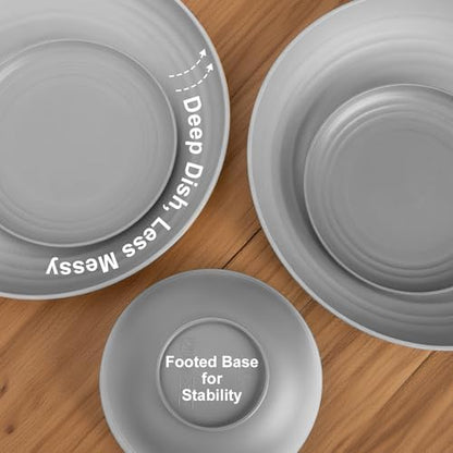 32-Piece Plastic Dinnerware Sets for 8, Dishware Sets for 8 - Grey