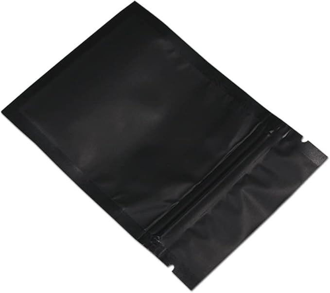 FERENLI 100Pcs Zipper Lock Self Seal Flat Pouch for Zip Aluminum Foil Lock Package Bag Coffee Food Storage Resealable Mylar Bags Heat Sealable Candy Reclosable Bags (8x12cm (3.1x4.7 inch), Black)