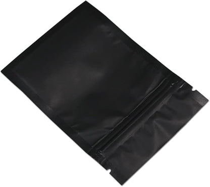 FERENLI 100Pcs Zipper Lock Self Seal Flat Pouch for Zip Aluminum Foil Lock Package Bag Coffee Food Storage Resealable Mylar Bags Heat Sealable Candy Reclosable Bags (8x12cm (3.1x4.7 inch), Black)