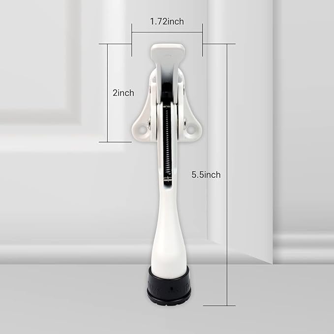 One Touch Kickdown Door Stopper, Door Holder, Heavy Duty Door Stops, Bottom of Door, Height-Adjustable Rubber Tips by HASHI (White 4 inch x 2pack)