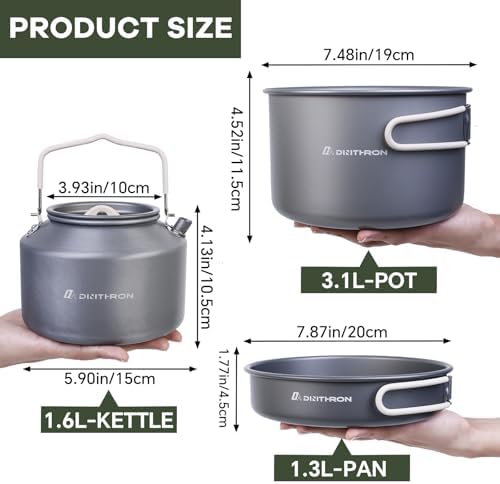 22-Piece Large Camping Cookware Set, 3.3L Pot & Kettle