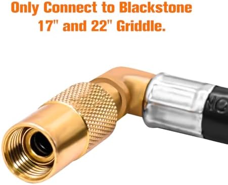 ABYDA 5 Feet Propane Regulator and Hose with Elbow Adapter for Blackstone 17 inch and 22 inch Table Top Griddle, Replacement Parts Connect to Large Propane Tank