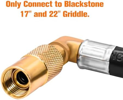 ABYDA 5 Feet Propane Regulator and Hose with Elbow Adapter for Blackstone 17 inch and 22 inch Table Top Griddle, Replacement Parts Connect to Large Propane Tank