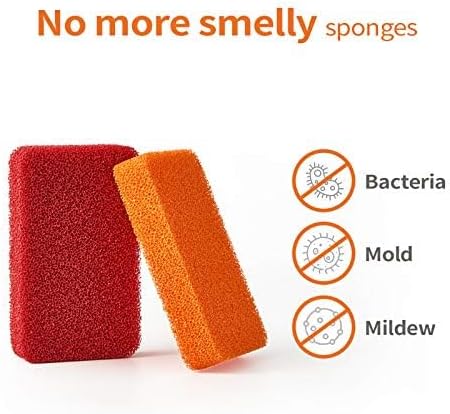 Liflicon Heavy Duty Silicone Scrubber Sponges (4 Pack) -Kitchen Bathroom Cleaning Scrubber Dish Washing Scrubber
