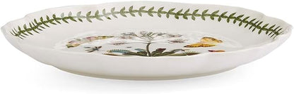 Portmeirion Botanic Garden Lotus 9" Salad Plate, Venus Fly Trap Illustration - Floral Scalloped Shaped Porcelain Dish for Appetizers or Desserts, Dishwasher & Oven Safe