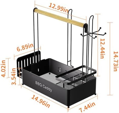 Grill Caddy, BBQ Caddy with 2 Paper Towel Holder for Outdoor Grilling