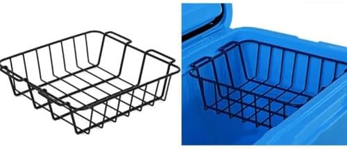 Camping Cooler Basket Iron Storage Rack, Fits 281x241x92mm and 315x297x86mm Coolers, Partition Organizer for Food, Fruits, Drinks, Portable and for Outdoor Camping and Picnic(315 * 297 * 86mm)