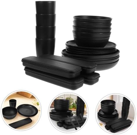 PP Utensil Set, Xmas Black Reusable 4 Sets Portable Camping Picnic