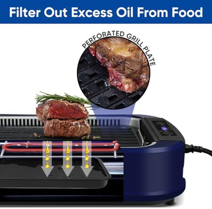 Indoor Grill CUSIMAX Electric Smokeless Grill Portable Korean BBQ, Blue