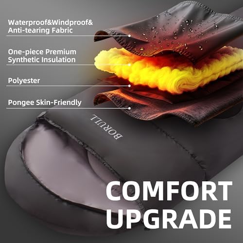 Double Sleeping Bags Queen Size for Adults Camping with 2 Pillows