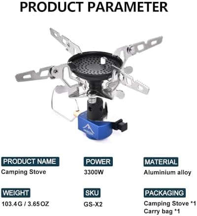 Widesea Backpacking Stove 3300W Camping Stove Portable Gas Burner with Iginitor Mini Ultralight Hiking Gear Outdoor Equipment