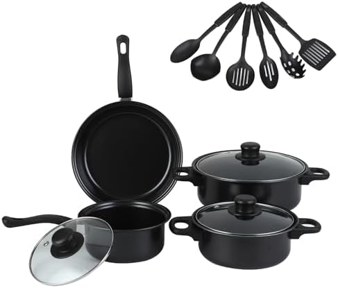 13 Piece Cookware Set Portable Lightweight Cast Iron Pots and Pans Set