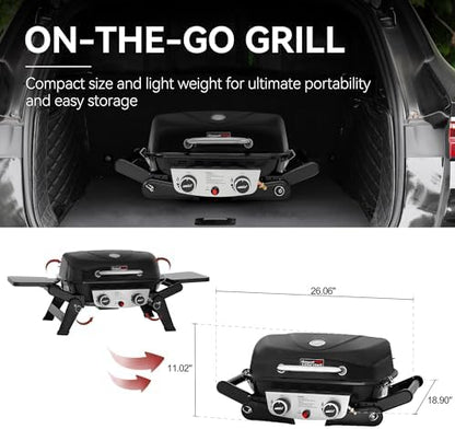 Royal Gourmet GT2005 2-Burner Portable Propane Gas Grill, Black