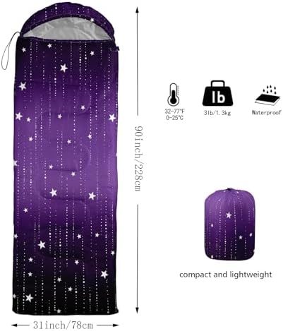QOOMO Camping Sleeping Bags,3 Season Warm & Cool Weather,Lightweight,Waterproof Sleeping Bags for Adults & Kids,Traveling,and Outdoors,Camping Gear Equipment