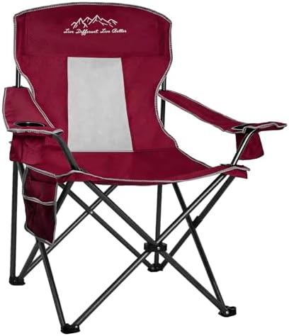 Camping Chairs Outdoor Portable Folding Chair with Mesh Back, Red