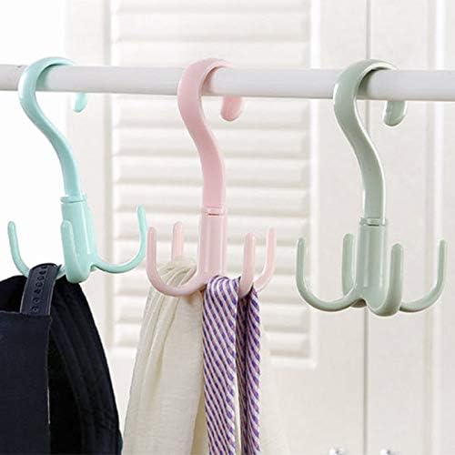 2Pcs Rotating Belt Hanger 360 Degrees Rotatable Organizer with 4 Hooks for Drying Towels Bras Clothes Gloves Plastic Laundry Sock Drying Hanger Nordic Green