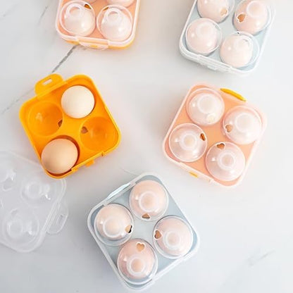 4 Girds Egg Holder Container, Plastic Egg Storage Box Shockproof Protection, Portable Egg Tray Carriage Dispenser for Refrigerator Camping Picnic Travel Kitchen Outdoor (orange 2 Pcs)
