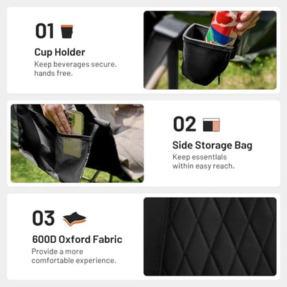 Timber Ridge Hammock Camping Chair with Adjustable Backrest, Heavy Duty Folding Hammock Chair Supports 300lbs, Portable Hammock Chair for Camping, Travelling and Patio, Black 2 Pack