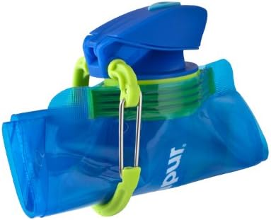 Vapur Collapsible Water Bottle With Carabiner, Compact Bottle Folds Flat For Hydration On The Go, Ideal for Traveling, Hiking or Camping, 34 Ounce, Blue, Pack of 1