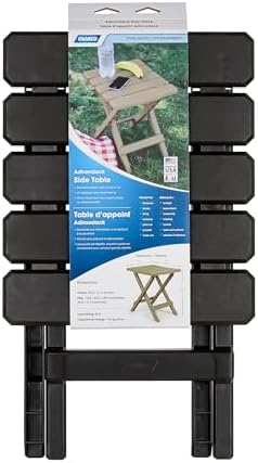 Camco Adirondack Quick-Folding Plastic Outdoor Side Table, Mocha, 51882