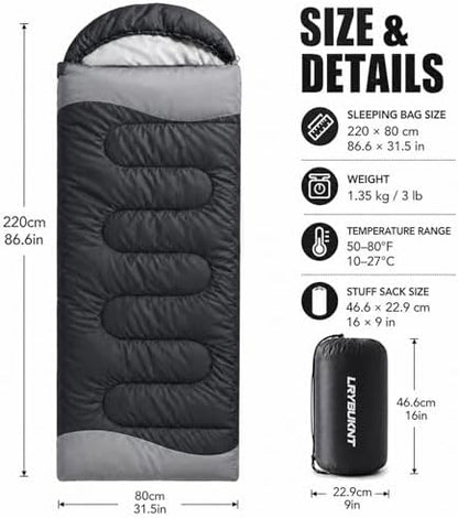 Sleeping Bags for Adults & Kids - Lightweight Camping Sleeping Bag