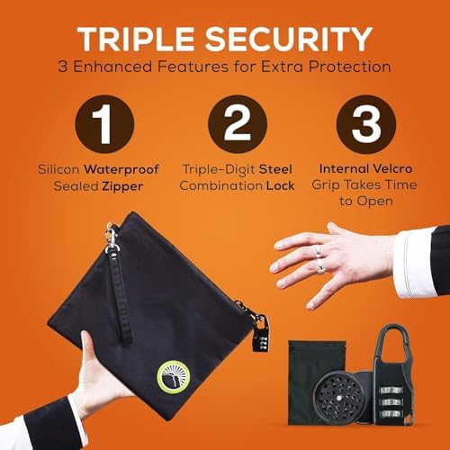 Large and Small Smell Proof Bag Combo, Smell Proof Container, Dog Tested Odor resistant Bag, Best Zipper Odor sealing Pouch Herbs, coffee & Travel Medicine Bag, Scent resistent Containers