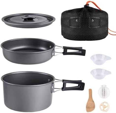 aiGear Camping Cookware with Pot Pan Kettle Cutlery Tableware 1-2 People