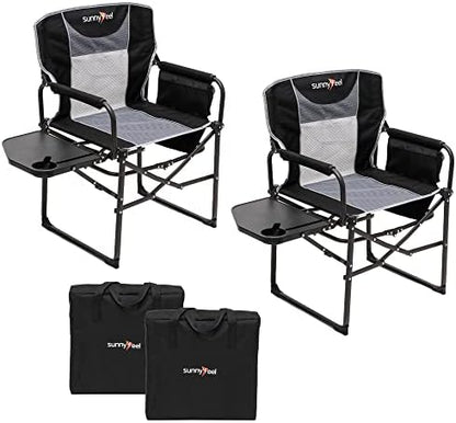 SUNNYFEEL Oversized Camping Chair Portable Directors Chairs with Side Table