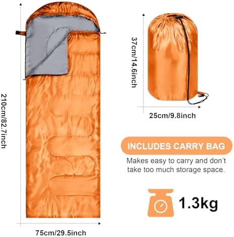 Tudomro 2 Pcs Camping Sleeping Bag for Adults Lightweight Packable Waterproof Camping Gear Equipment to Keep Warm for Outdoor Backpacking Hiking Travel