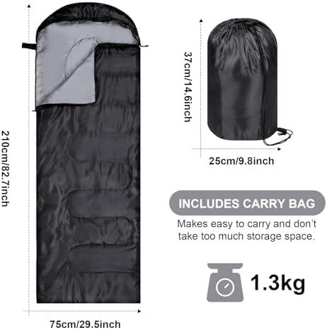 Tudomro 2 Pcs Camping Sleeping Bag for Adults Lightweight Packable Waterproof Camping Gear Equipment to Keep Warm for Outdoor Backpacking Hiking Travel