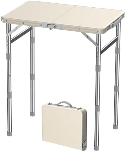 FUNYKICH Waterproof Folding Camping Table, 3 Height Adjustable Max 27.5''
