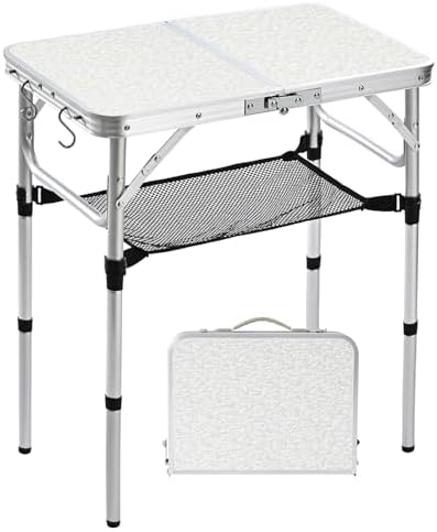 Small Folding Camping Table, 2ft Portable Table Adjustable Height