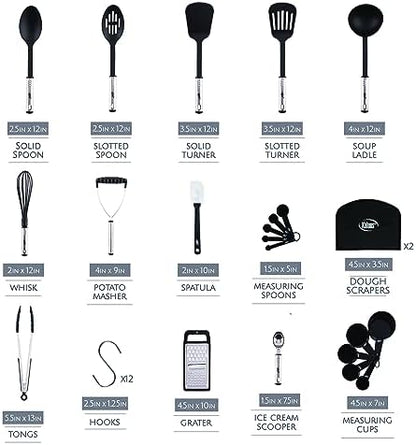 Kitchen Utensils Set 35 PCS Cooking Utensils Set, Nonstick and Heat Resistant Nylon Stainless Steel Silicone Spatula Set - Kitchen Gadgets Home Essentials Kitchen Accessories, Apartment Must Haves