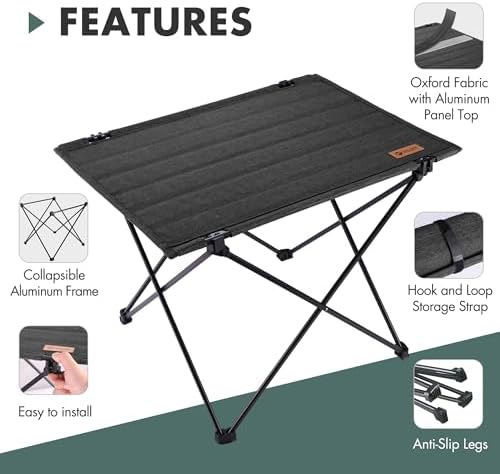 VILLEY Folding Camping Table, Portable Lightweight Table with Carry Bag