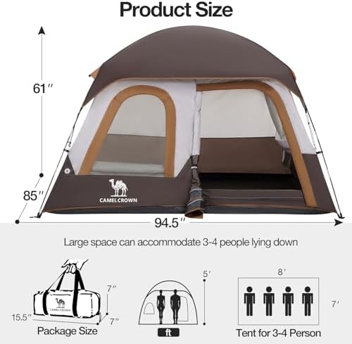 CAMEL CROWN 4/6 Person Tent Waterproof Lightweight Portable Backpacking Tent for Outdoor Camping Hiking