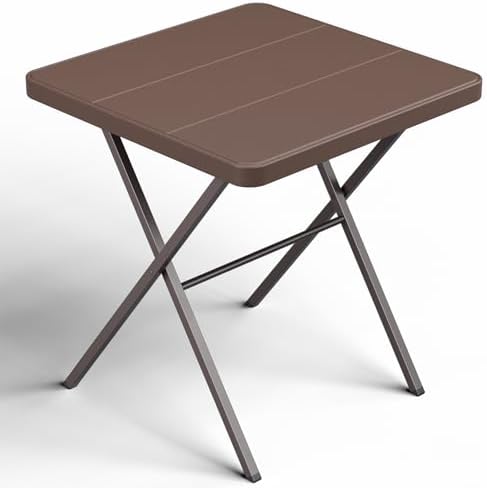 Folding Table, 27" Small Foldable Table No Assembly, Square Folding Card Table with Heavy-Duty Steel Frame, Portable Indoor Outdoor Tables for Camping, Patio, Picnic, RV, Dorm, Small Spaces