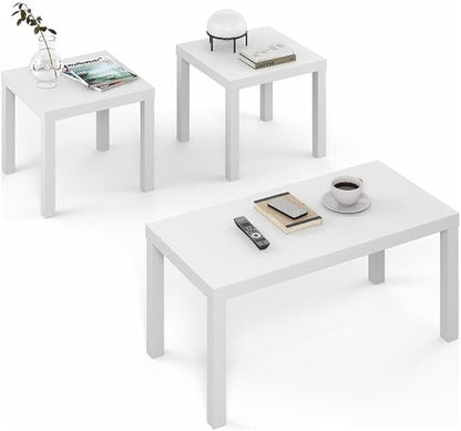 Furinno Classic Living Room Table Set of 3, Modern Rectangle Coffee Table