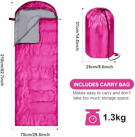Tudomro 2 Pcs Camping Sleeping Bag for Adults Lightweight Packable Waterproof Camping Gear Equipment to Keep Warm for Outdoor Backpacking Hiking Travel