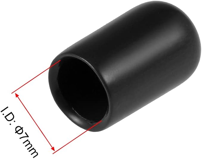 uxcell 20pcs Rubber End Caps 7mm ID Vinyl Round Tube Bolt Cap Cover Thread Protectors Black