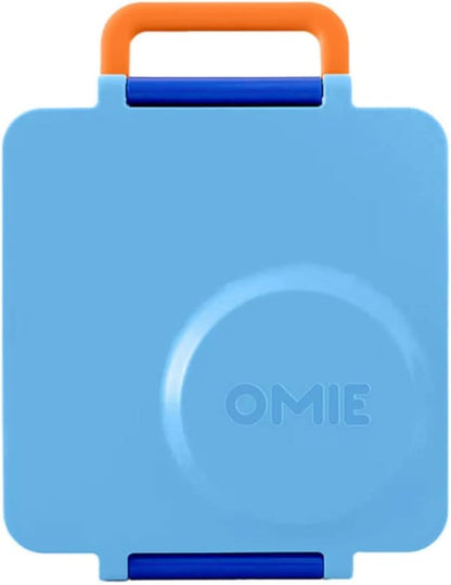 OmieBox Bento Box for Kids - Insulated Bento Lunch Box with Leak Proof Vacuum Insulated Food Jar - 3 Compartments, Two Temperature Zones (Blue Sky)