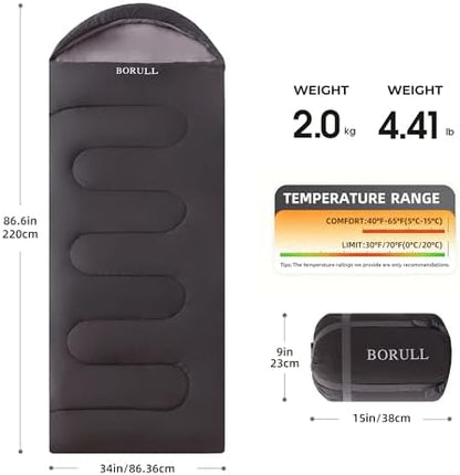 Double Sleeping Bags Queen Size for Adults Camping with 2 Pillows