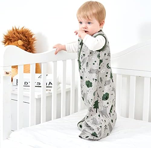 Yoofoss Baby Sleep Sack 6-12 Month 0.5TOG 100% Organic Cotton 2-Way Zipper