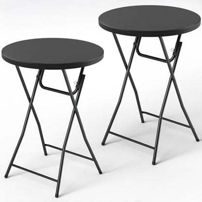 Folding Table 2 Pack, 32 Inch Foldable Cocktail Bar, High Top Round Folding Bar Tables No Assembly, Portable Bistro & Commercial Event Furniture for Wedding, Banquet, Party, Indoor Outdoor Use