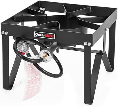 OuterMust Outdoor Propane Burner Heavy Duty Propane Gas Stoves for Cooking with 10 PSI Regulator and Cast Iron Braided Holes Perfect for Home Brewing, Crawfish Boiler, Turkey Fryer and Seafood Boiler