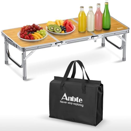 Anbte 34.2" x 15.7" Small Low Folding Picnic Table, 10.3" Height, Yellow