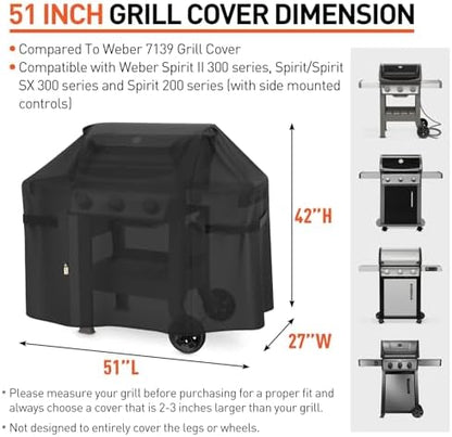Arcedo Grill Cover 51 Inch Compatible with Weber Spirit II 300 Series Grill