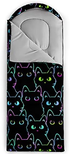 BailiPromise Cartoon Kawaii Cat Printed Camping Sleeping Bags,3 Season Warm Weather,Lightweight,Waterproof Bags for Adults & Kids,Traveling,and Outdoors,Camping Gear Equipment,31x90inch,Standard