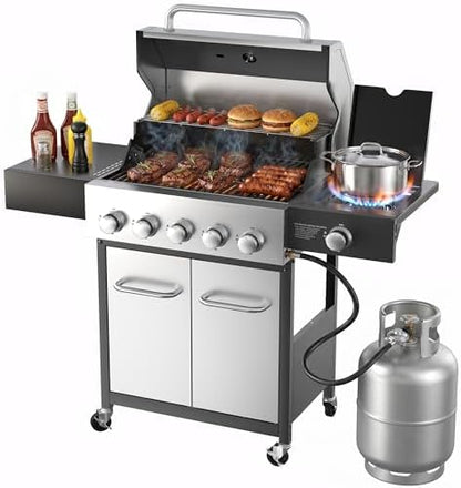 Veralune 68000 BTU 5-Burner Grill with Side Burner & Steel Grates