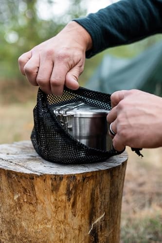 Stansport Stainless Steel Camping Cookware Set – Durable Nesting Mess Kit for Backpacking, Hiking & Outdoor Cooking – Compact Portable Pot & Pan with Carry Bag – Multiple Sizes for Family to Solo Use